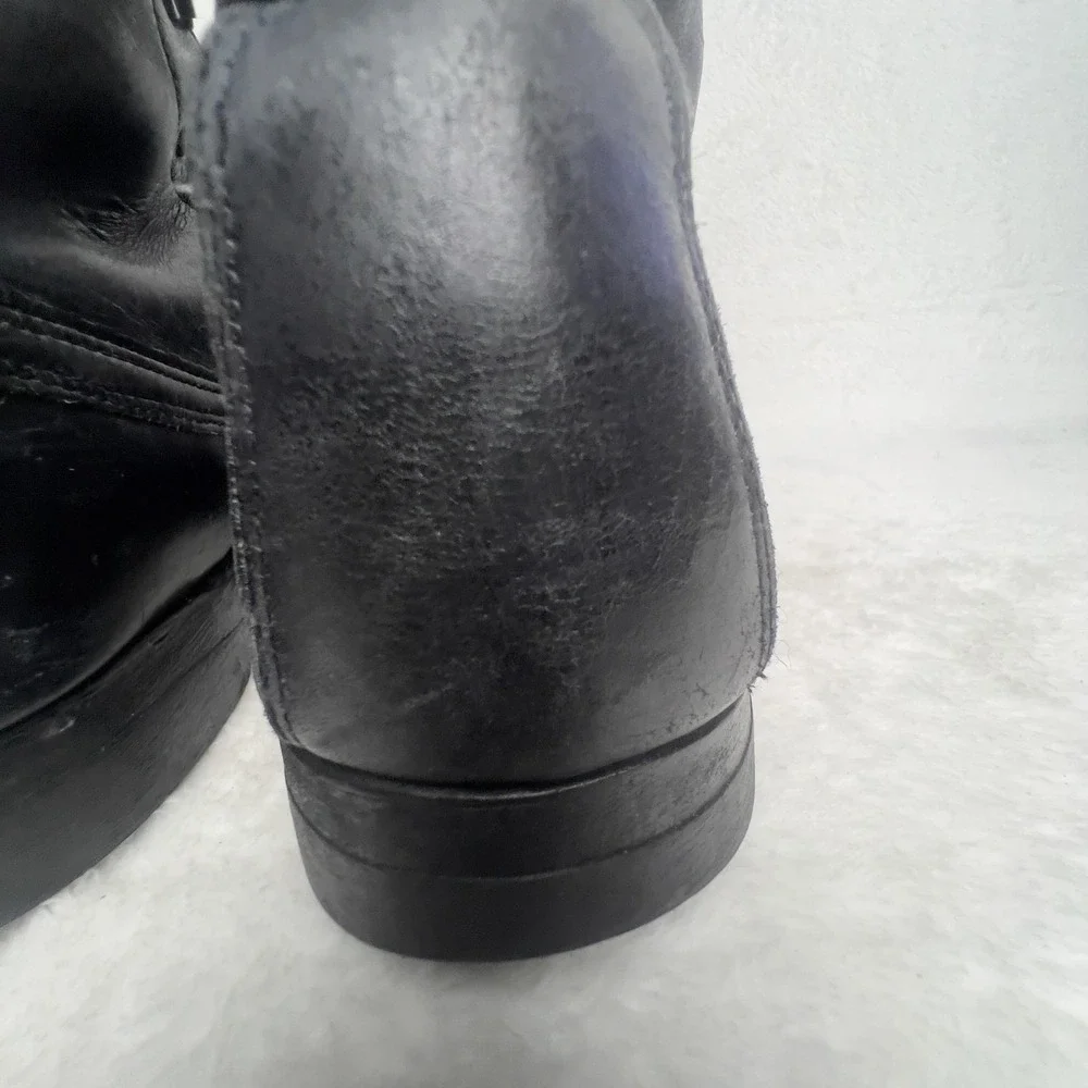 Addison Shoe Co Boots Mens 10 Black Leather Combat Zip Lace Up Military Work